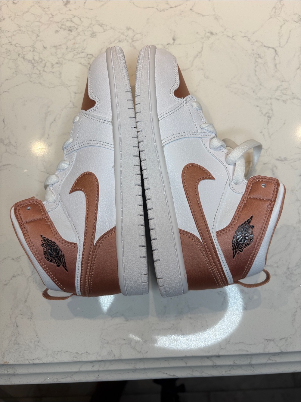 Nike Kids White and Rose Metallic High-Top Sneakers
